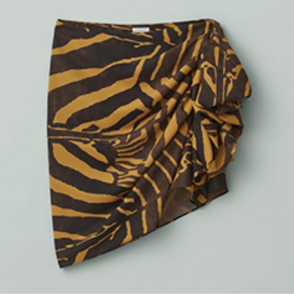 H&M Studio Brown and Gold Zebra Print Skirt